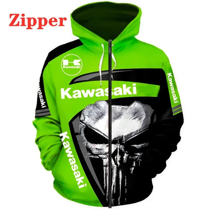 Sweat à capuche Punisher pour homme, imprimé numérique 3D, fermeture éclair, combinaison de course de moto, 2024