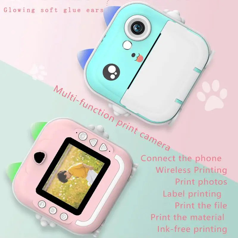 Children Kids Camera Instant Print Mini Digital Video Camera 1080P HD Screen Outdoor Kids Toy Print Thermal Paper Boy Girl Gift