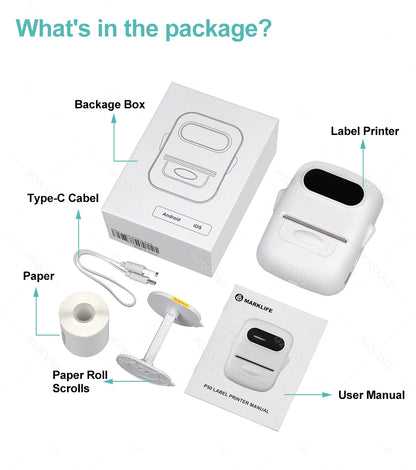 Marklife P50 Bluetooth Thermal Label Printer Barcode Sticker Paper Printer Self-adhesive Label Maker Labeling Portable Machine