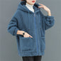 Women Fleece Hooded Sweater Solid Lamb Cashmere Cardigan Jacket Coat Ladies Casual Plush Autumn Winter Long Sleeve Solid Tops