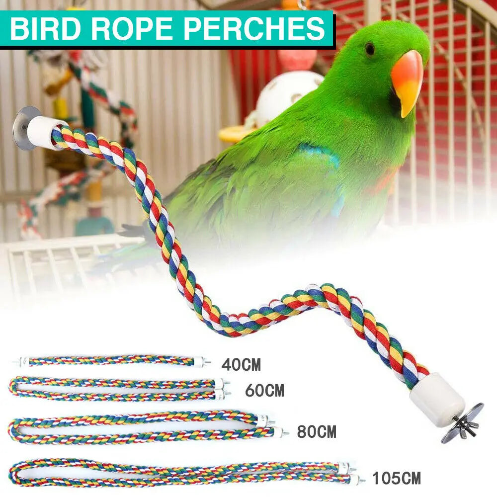 Parrot Rope Hanging Braided Budgie Chew Rope Bird Cage Cockatiel Toy Pet Stand Training Accessories Swing Supplies Parrot Swings