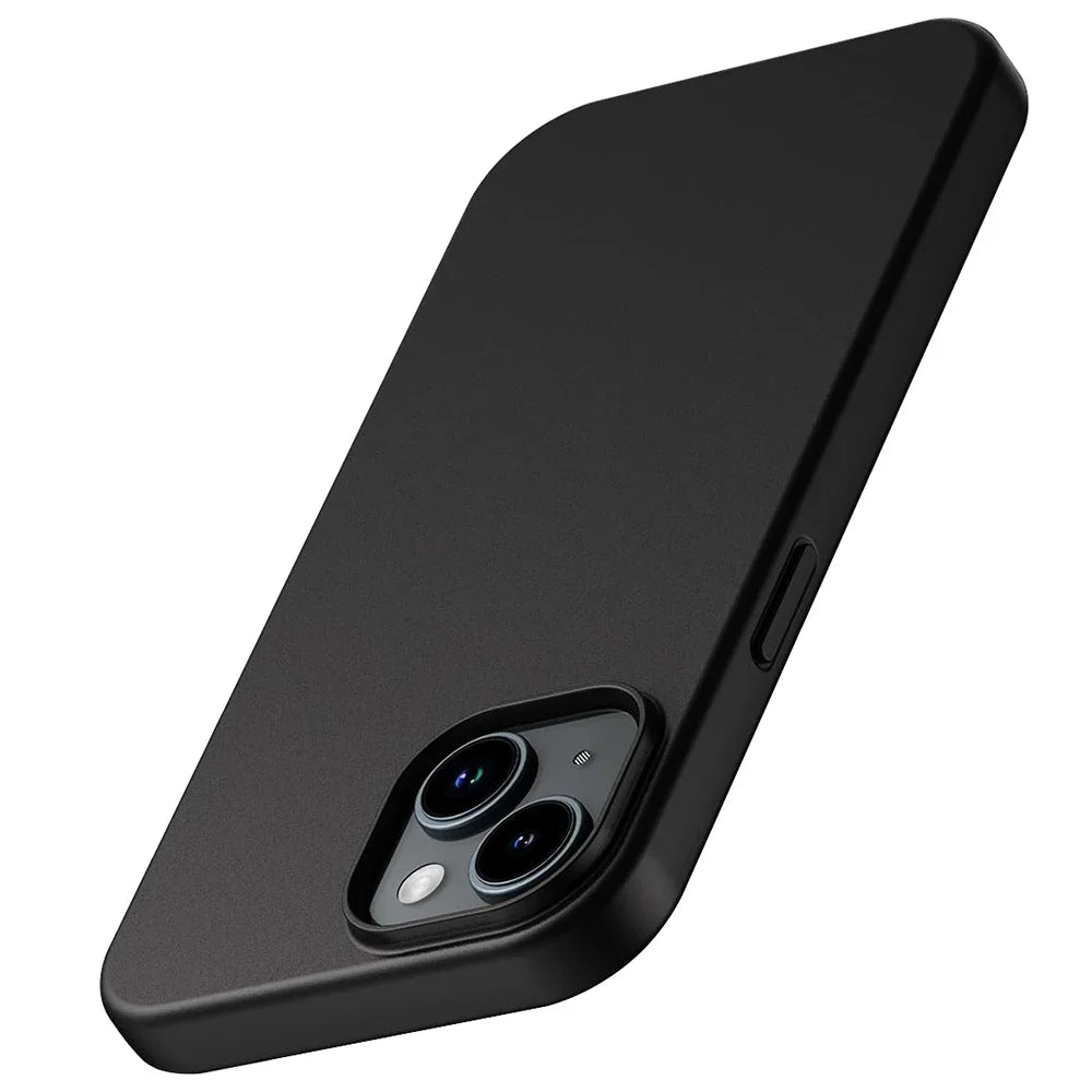 Luxury Matte Silicone Soft Case For iPhone 17 Air 16 15 14 Plus 13 12 Mini 11 Pro Max XR Ultra Thin Solid Black Cover