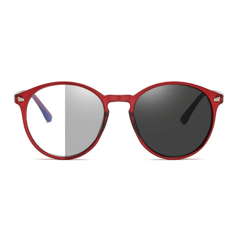 Lunettes photochromiques anti-rayons bleus pour ordinateur, monture ronde vintage, pour homme et femme, verres de jeu, anti-fatigue oculaire, bloquant la lumière