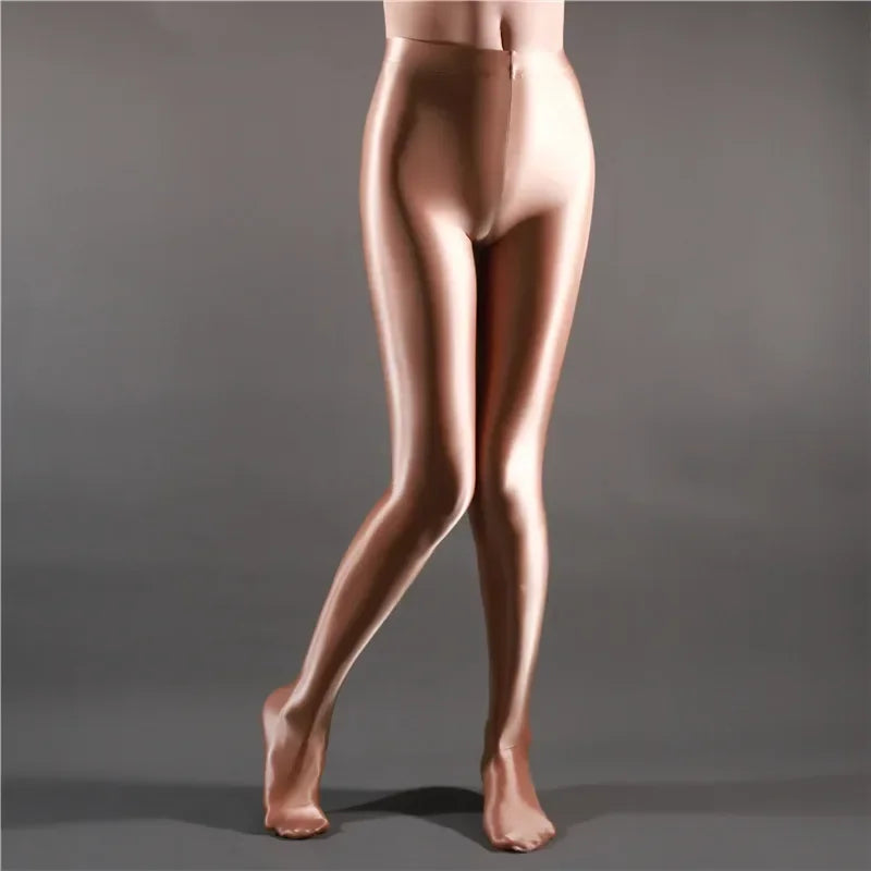 Glossy Shiny Stage Performance Leggings High Waist Fitness with Socks Skinny Yoga Trousers Women Clothing Stage Show