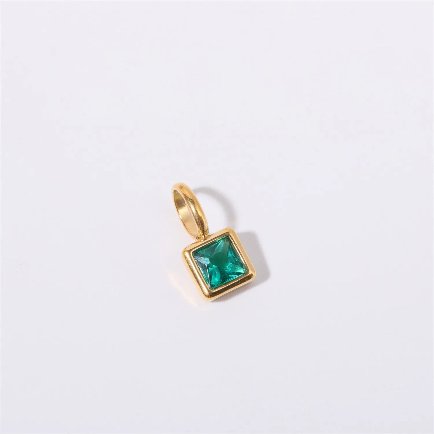 Nouveautés en acier inoxydable, breloques avec 12 pierres de naissance pour femmes et filles, pendentifs carrés colorés à la mode, accessoires de bijoux DIY