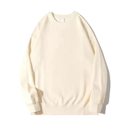 Autumn Sweatshirt Fashion Matcha Green 420g Heavy Round Neck Sweater Men's Solid Color Top Streetwear Women