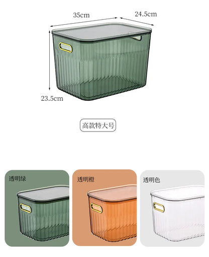 Light Luxury Desktop Cosmetic Plastic Drawer With Lid Wardrobe Sundries Toy Storage Box Transparent Storage Basket With Handle