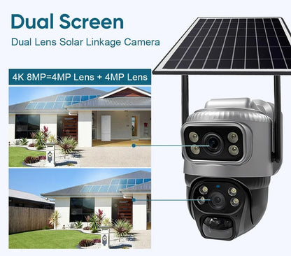 Security Protection Outdoor Waterproof Solar Panel Wifi Camera 8MP HD 4K Surveillance Cameras PIR Human Detection Home Security