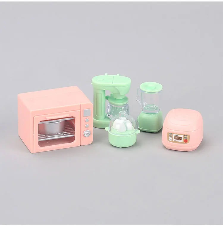 Kids Mini Play House Miniature Rice Cooker Oven Juicer Egg Steamer Small Model Children's Doll House Accessories