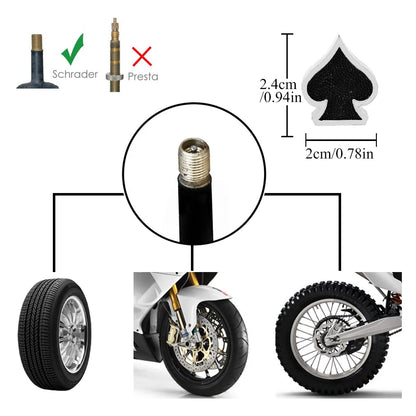 Lot de 4 bouchons de valve de pneu élégants en forme de pelle pour voiture, camion, moto, vélo