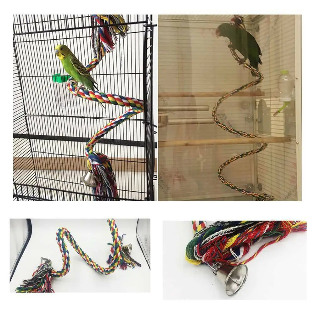 Parrot Rope Hanging Braided Budgie Chew Rope Bird Cage Cockatiel Toy Pet Stand Training Accessories Swing Supplies Parrot Swings