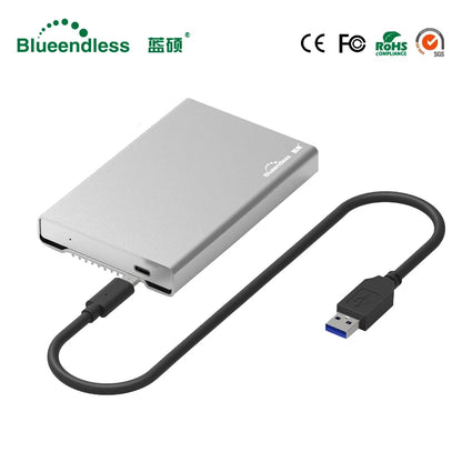 Blueendlless Aluminum Hdd Enclosure 2.5" Mobile Hard Disk Case Type-c Sata USB 3.1 Caddy All Metal Case Notebook External hdd bo