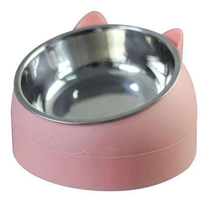 Stainless Steel Cats Food Bowls Non-slip Crash Pets Bowls Lovely Inclined Kitten Puppy Food Drinking Water Feeder Premium Design