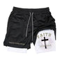 Anime Cross Trend Print Men's Summer Quick-drying Sports Shorts Gym Jogging Training Exercise Men's Fitness Sports 2-in-1 Shorts