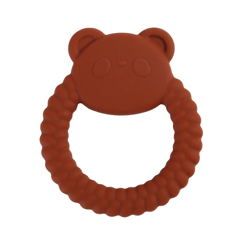 1Pcs Baby Silicone Teether Ring BPA Free Rattles Bracelet Food Grade Newborn Baby Accessories Cartoon Silicone Teething Toys