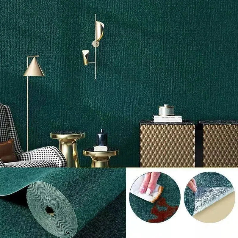 Papier peint autocollant 3D en mousse de lin, 50 cm x 10 m, couleur unie, épais, imperméable, pour rénovation murale