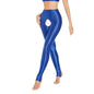 Glossy Shiny Stage Performance Leggings High Waist Fitness with Socks Skinny Yoga Trousers Women Clothing Stage Show