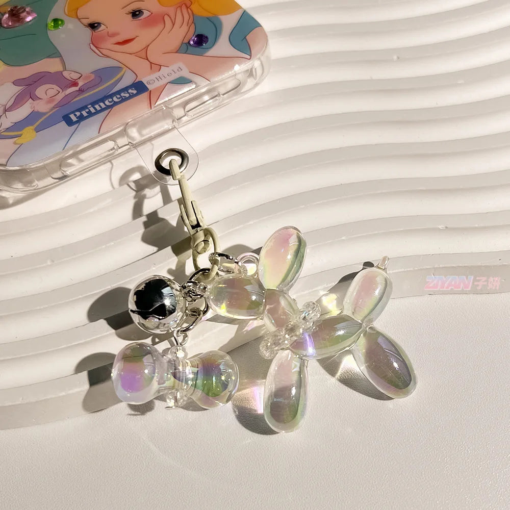 Kawaii Balloon Dog Key Chains Colorful Transparent Cartoon Dog Beautiful Bag Accessories Fashion Key Ring Pendants