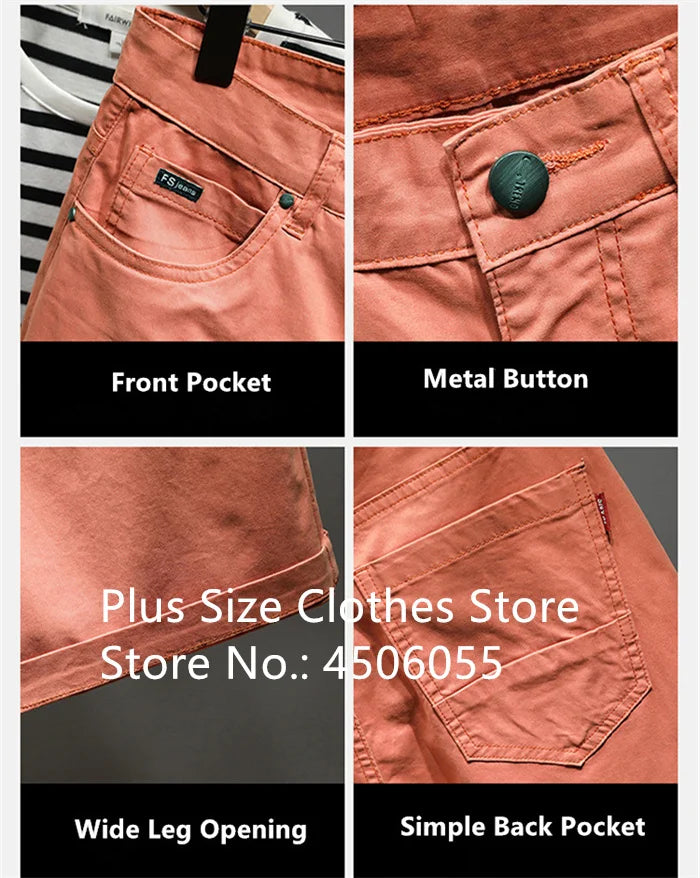 Cotton Shorts Men Summer Plus Size 46 44 42 40 Loose Thin Stretched Black Beige Students Blue Casual Half Trousers Streetwear