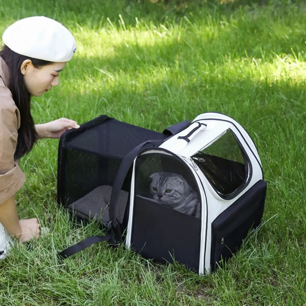 Expandable Pet Backpack Carrier Portable Breathable Dog Carrier Bag Zipper Creative Pet Carrying Backpack for Cats Puppy