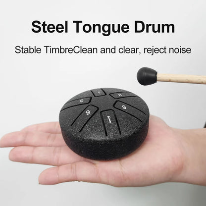 DOZZLY Ethereal Drum Steel Tongue Drum Carillon de pluie Handpan 3 pouces 6 notes Mini instrument de musique pour jardin extérieur