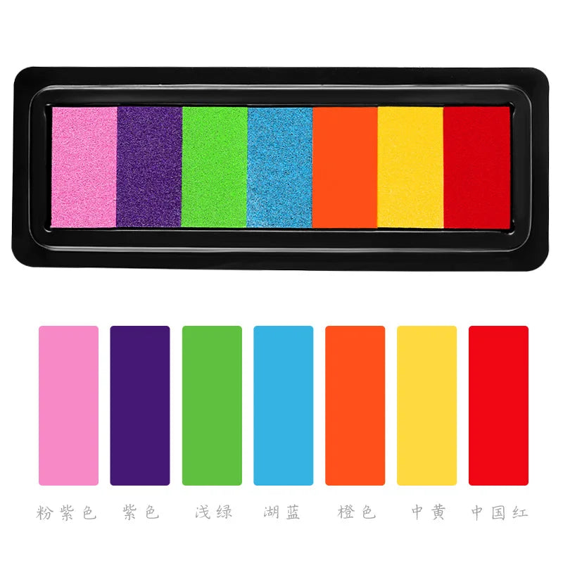 Kindergarten Creative Palm Finger Paint Ink Pad Diy Printing Station 7 Colours Kids Graffiti Finger Stamp Pad Stamp Drawing Toys