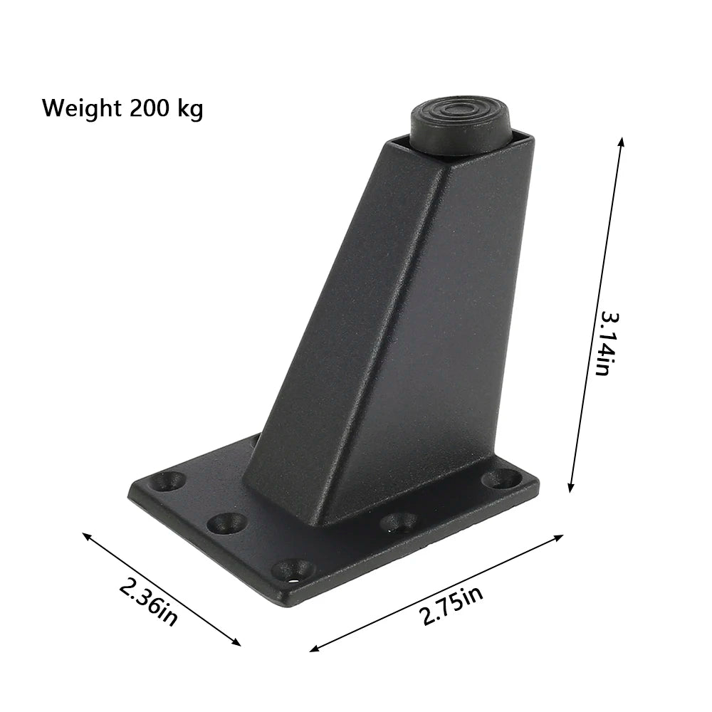 Lot de 4 pieds de meuble réglables en métal, noirs, en alliage d'aluminium épais, pour canapé, lit, meuble TV