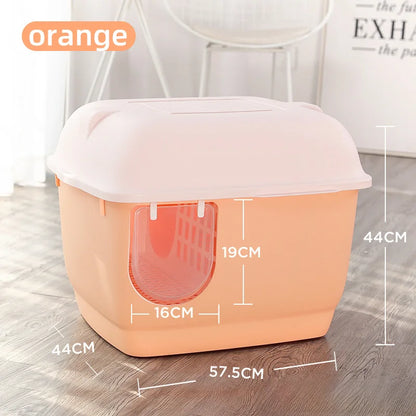 HOOPET Cat Litter Box Large Capacity Cat Litter boxes with Hallway Pet Pan Supplies for Cats and Kittens Splash proof litters