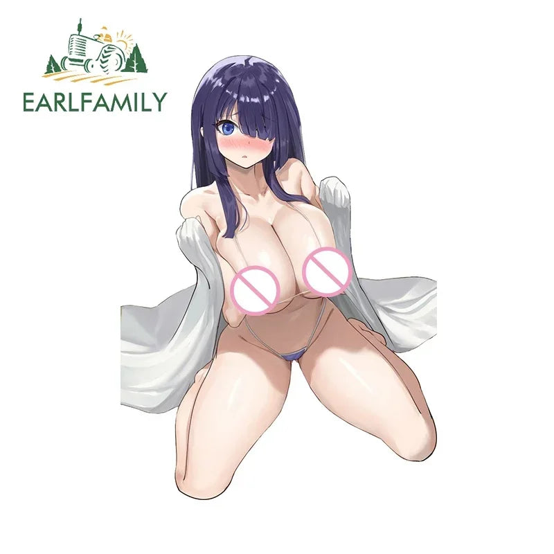 EARLFAMILY 13cm x 11.7cm NSFW Cat Ears Loli Car Sticker Anime Waifu Soprts Clothes Windows Decal Creative Vinyl Motorcycle Decor