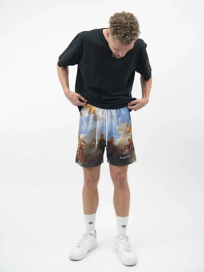 2024Summer New Digital Printing American Sports Casual Shorts Mesh Breathable and Loose Men's Short Shorts