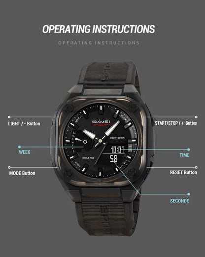 Montre SKMEI 2328 pour homme, accessoire de sport, étanche, réveil, numérique, électronique