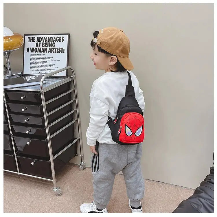 Sac bandoulière Marvel Spiderman pour enfants, sac de rangement réglable, sac à bandoulière Kawaii imprimé BD, sac de voyage léger, cadeau