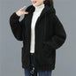 Women Fleece Hooded Sweater Solid Lamb Cashmere Cardigan Jacket Coat Ladies Casual Plush Autumn Winter Long Sleeve Solid Tops