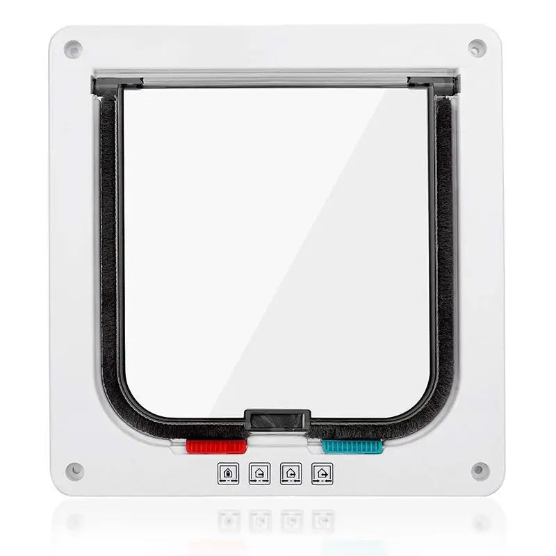 Dog Cat Flap Door with 4 Way Security Lock Flap Door for Dog Cats Kitten ABS Plastic Small Pet Gate Door Kit Cat Dogs Flap Doors