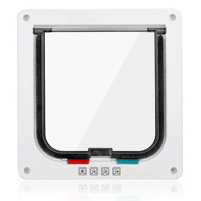 Dog Cat Flap Door with 4 Way Security Lock Flap Door for Dog Cats Kitten ABS Plastic Small Pet Gate Door Kit Cat Dogs Flap Doors