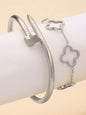 1 Set Fashion Light Luxury Stainless Steel Four Leaf Flower Bracelet, Suitable for Women Daily and Party Wear Gift for Friends