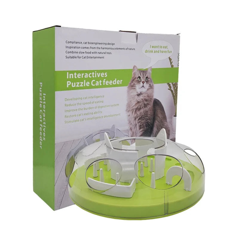 Cat Puzzle Interactive Treat Dispensing Toy Mental Enhancement Slow Feeder Toy  Interesting Cat Maze Slow Feeder Tray Bowl