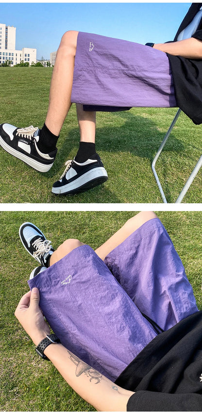 Pantalons courts pour hommes, pantalons décontractés d'été, pantalons à cordon de serrage, salopettes coréennes simples et polyvalentes, pantalons amples tendance pour hommes