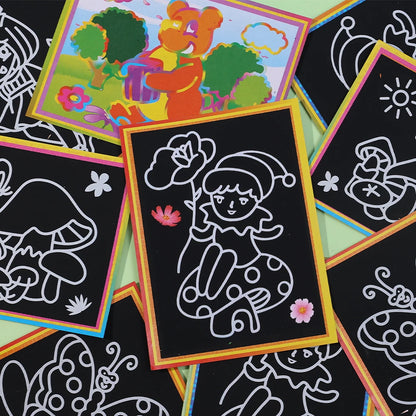 1-10pcs Dazzling Kids Scratch Drawing Set Pupil Puzzle Scratch Drawing Toys Kindergarten Early Education DIY Handmade Color Gift