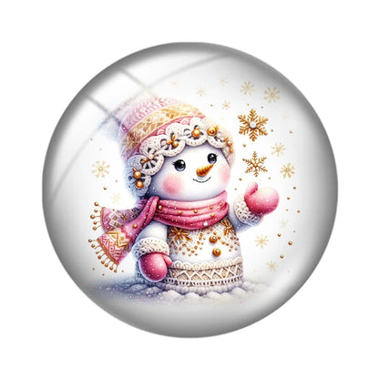 Watercolor Christmas snowman 10pcs18mm/20mm/25mm Round photo glass cabochon demo flat back Making findings