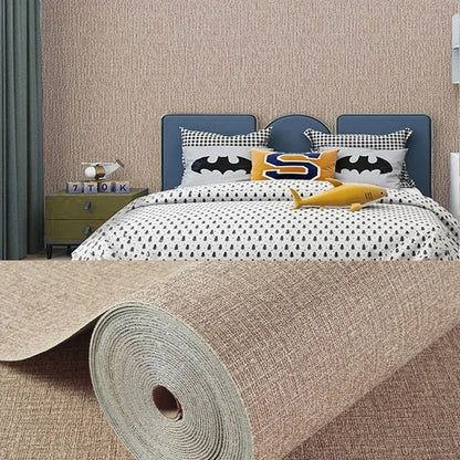 Papier peint autocollant 3D en mousse de lin, 50 cm x 10 m, couleur unie, épais, imperméable, pour rénovation murale