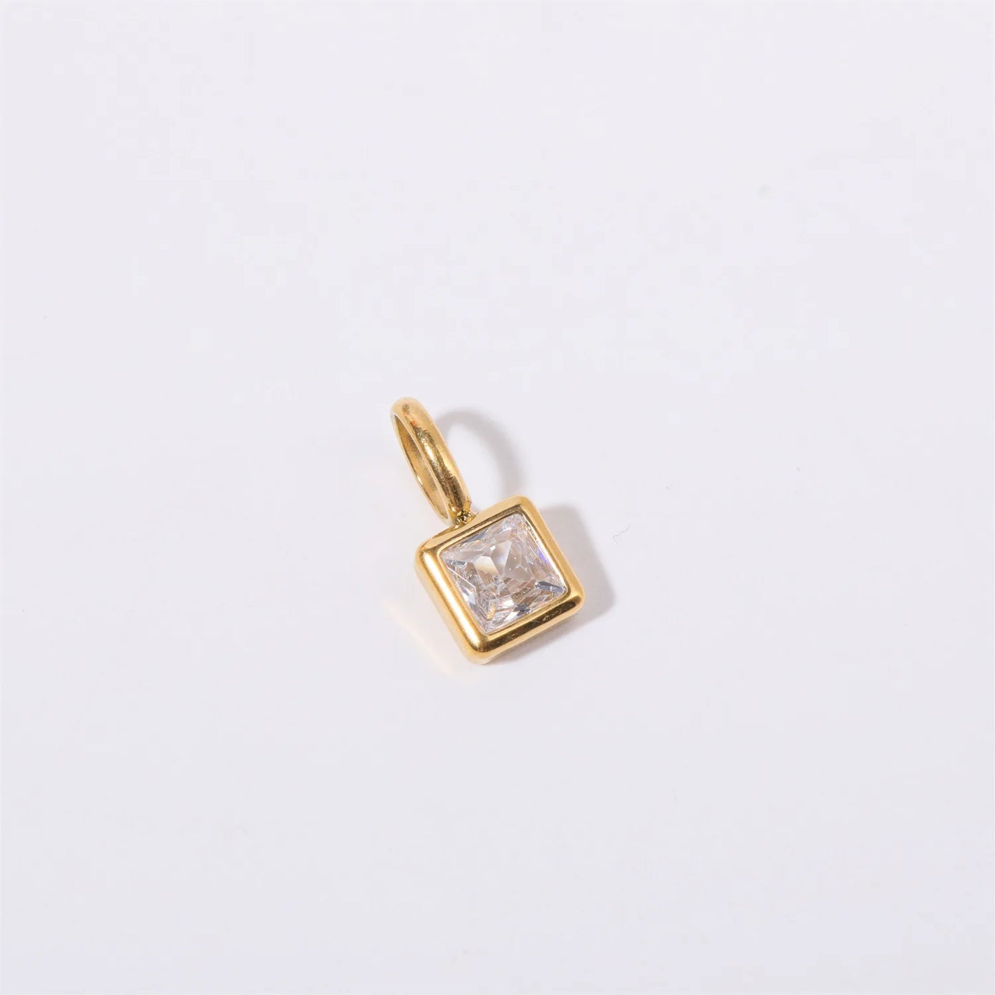Nouveautés en acier inoxydable, breloques avec 12 pierres de naissance pour femmes et filles, pendentifs carrés colorés à la mode, accessoires de bijoux DIY