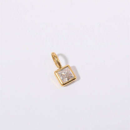 Nouveautés en acier inoxydable, breloques avec 12 pierres de naissance pour femmes et filles, pendentifs carrés colorés à la mode, accessoires de bijoux DIY