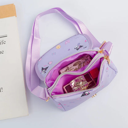 Cartoon Kuromi Hellokitty Flip Shoulder Bag Cute Fashion Cinnamoroll Storage Shoulder Bag Wallet Children's Girls Birthday Gifts