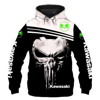 Sweat à capuche Punisher pour homme, imprimé numérique 3D, fermeture éclair, combinaison de course de moto, 2024