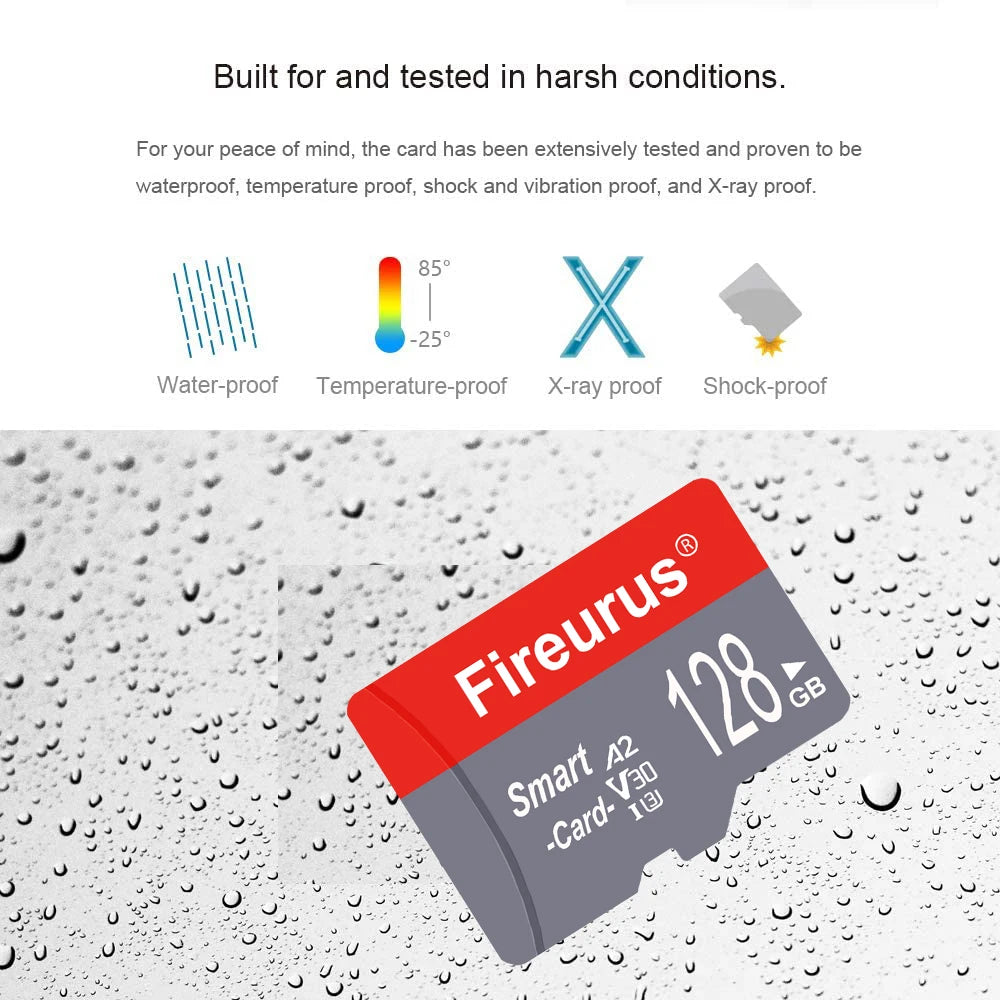 A2 V30 Fireurus High Speed Memory Card U3 32GB 64GB Micro TF SD Card 128GB 256GB TF Card For Camera Surveillance Devices