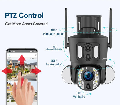 LS VISION 4G Solar Security Camera Outdoor 20X Zoom Dual Screen 8MP WiFi PTZ Dual Lens PIR Detection Auto Tracking Camera UBOX