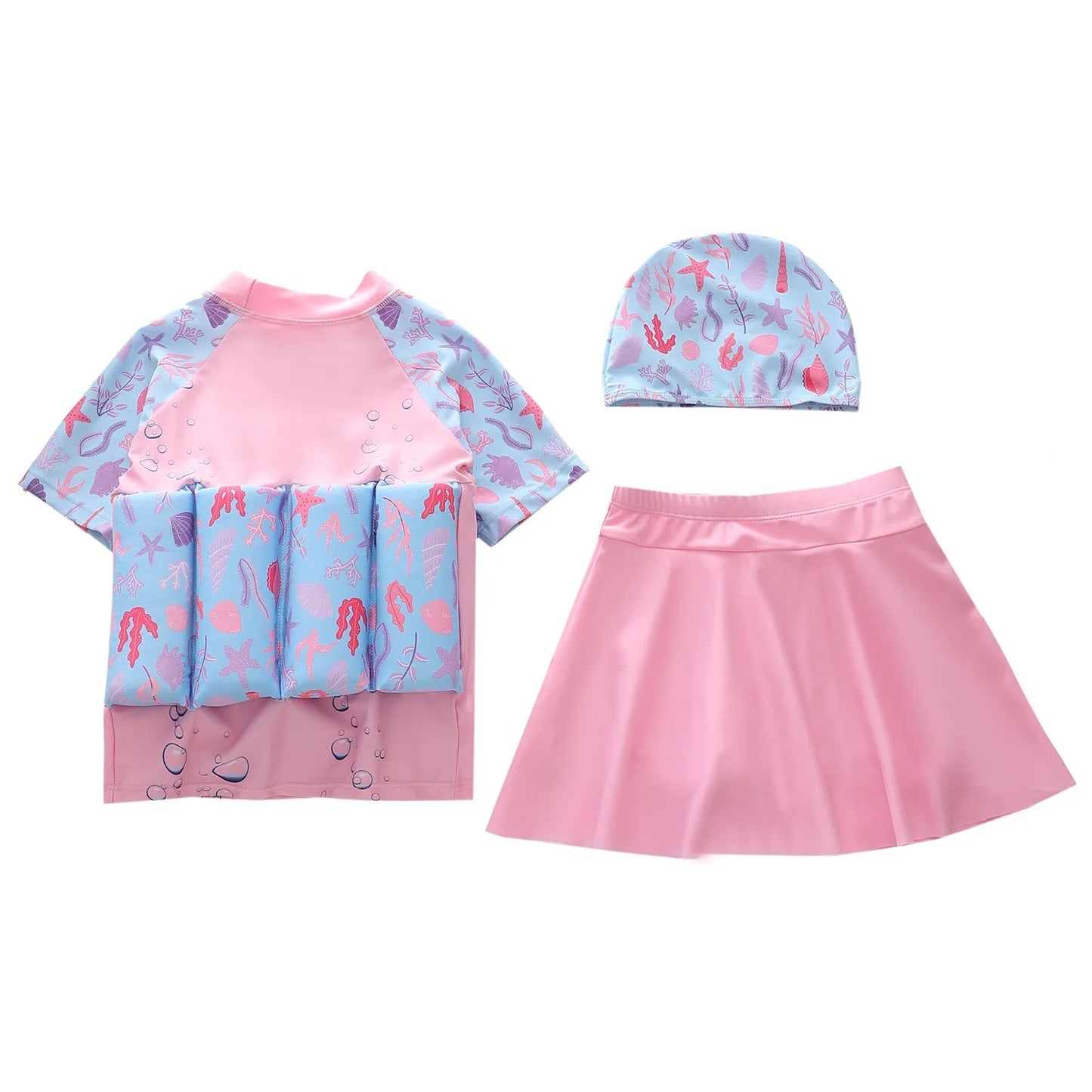 Ircomll New Kids Floatation Swimsuits Toddler Girl's 3 Piece Swimsuits Children Princess Buoyancy Swimwear Kids Beach Swimsuit
