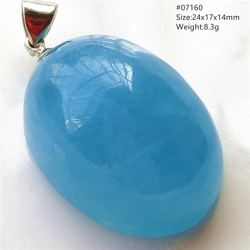 Natural Blue Aquamarine Pendant Clear Water Drop Women Men Brazil Aquamarine Crystal Necklace Jewelry AAAAA