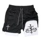 Anime Cross Trend Print Men's Summer Quick-drying Sports Shorts Gym Jogging Training Exercise Men's Fitness Sports 2-in-1 Shorts